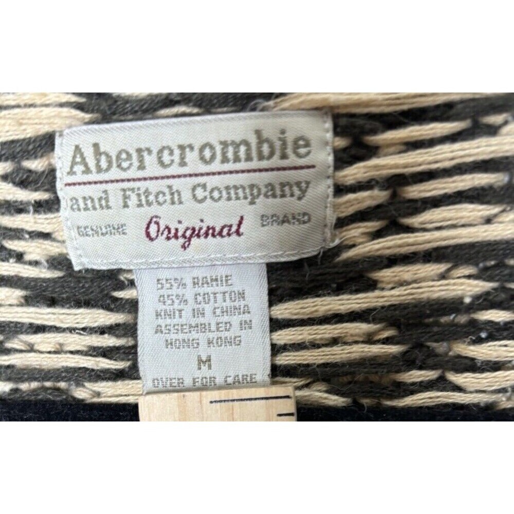 VINTAGE Abercrombie and Fitch Sweater Mens Medium Brown Cable Fair Isle Oarsman - Picture 9 of 9
